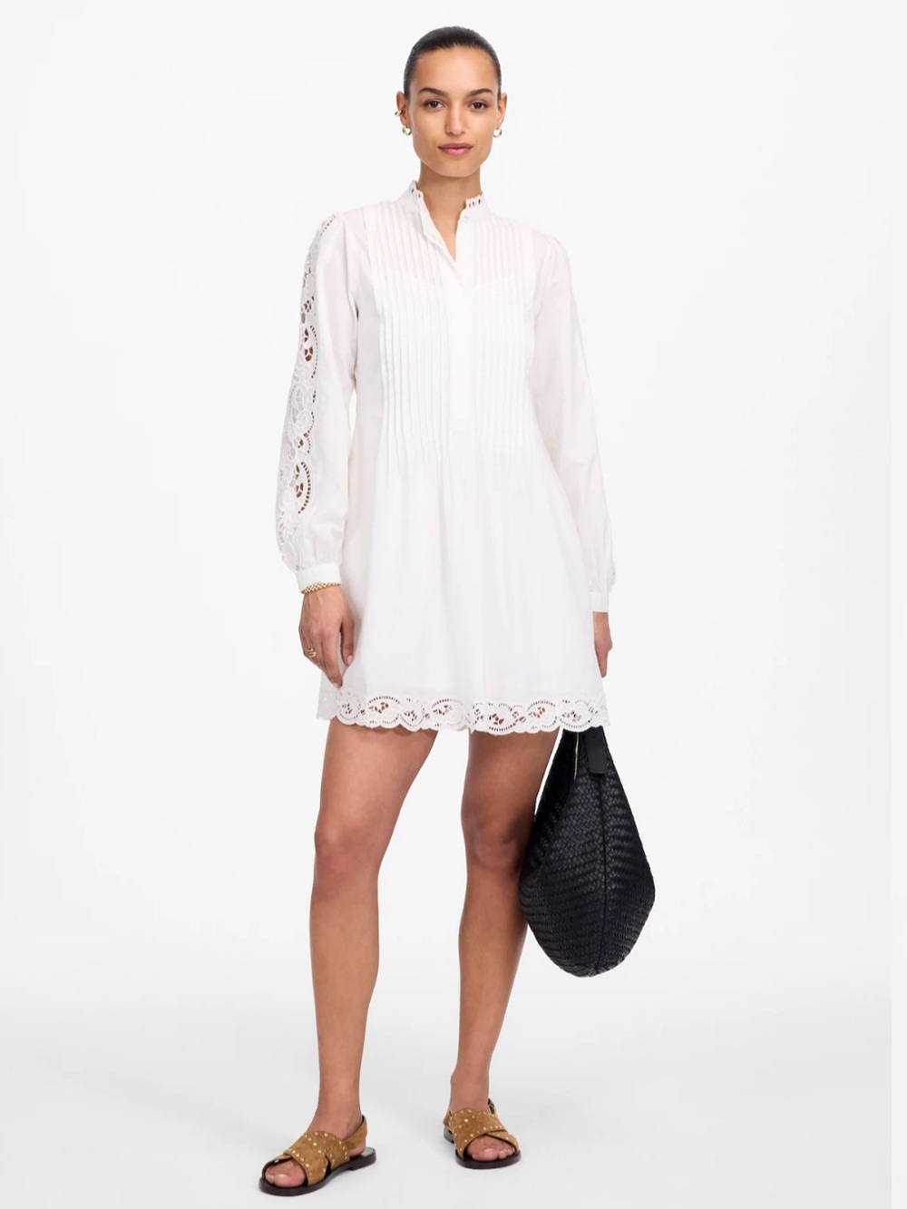 Madewell Dress XS Pintuck Eyelet White